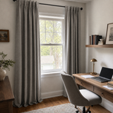Stone Gray Linen Blackout Pencil Pleat Curtains