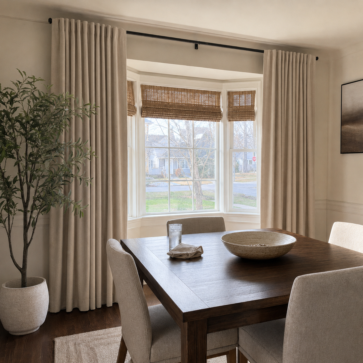 Warm Greige Linen Pinch Pleat Curtains