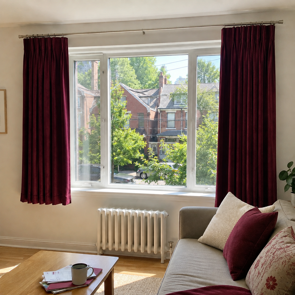 63 Inch Long Mulberry Red Velvet Curtains