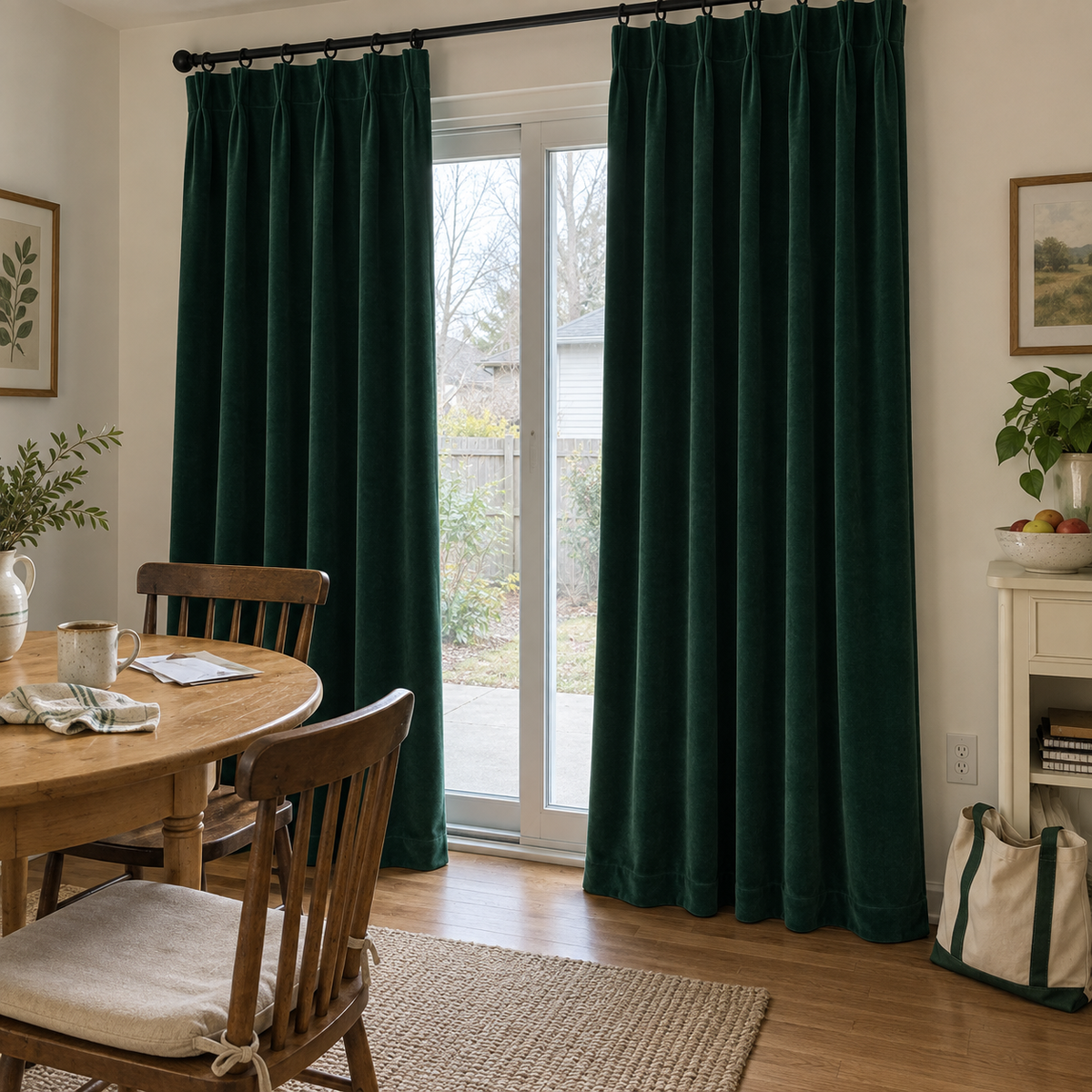 120 Inch Long Emerald Green Velvet Curtains