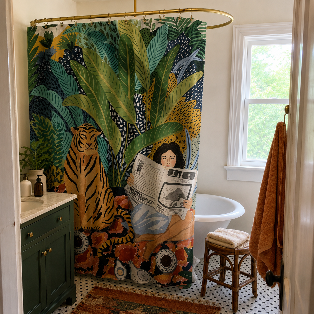 Tropical Tiger Shower Curtain