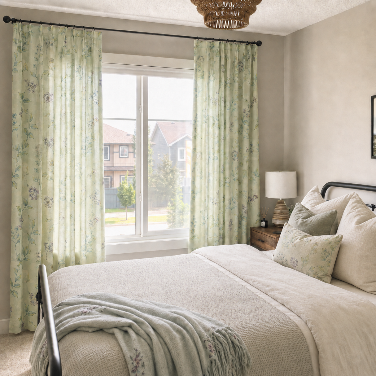 Warm Vanilla Botanical Light Filtering Curtains