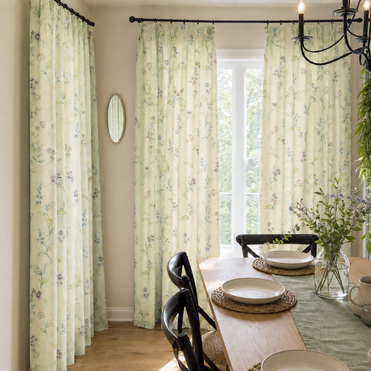 Warm Vanilla Botanical Light Filtering Curtains