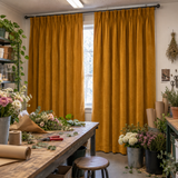 96 Inch Long Golden Ochre Velvet Curtains
