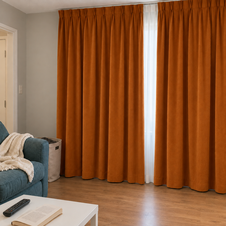 63 Inch Long Burnt Sienna Velvet Curtains