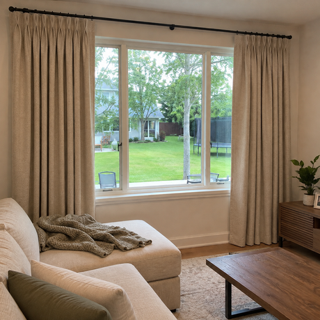 Mushroom Beige Linen Blackout Curtains