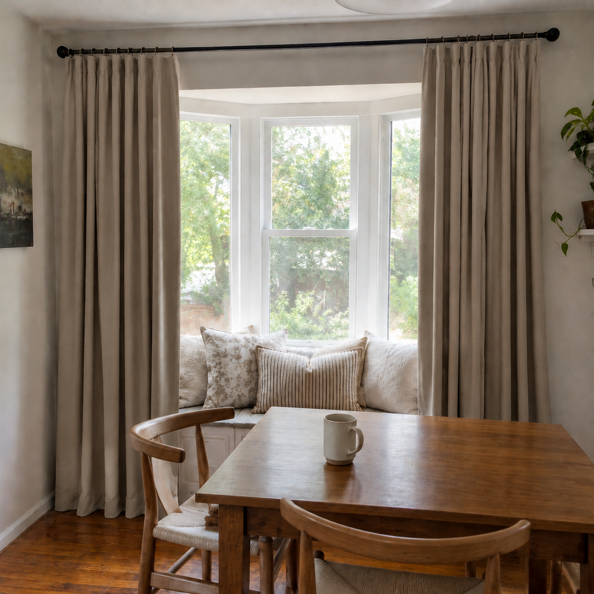 Mushroom Beige Linen Blackout Curtains