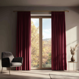 Wine Red Velvet Rod Pocket Curtains