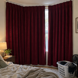 63 Inch Long Wine Red Velvet Curtains