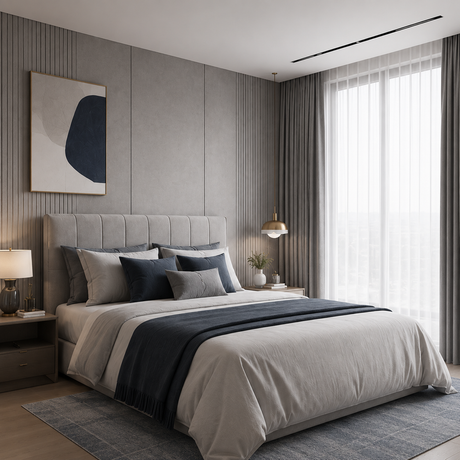 63 Inch Long Soft Grey Double-Sided Cotton Blend Blackout Curtains