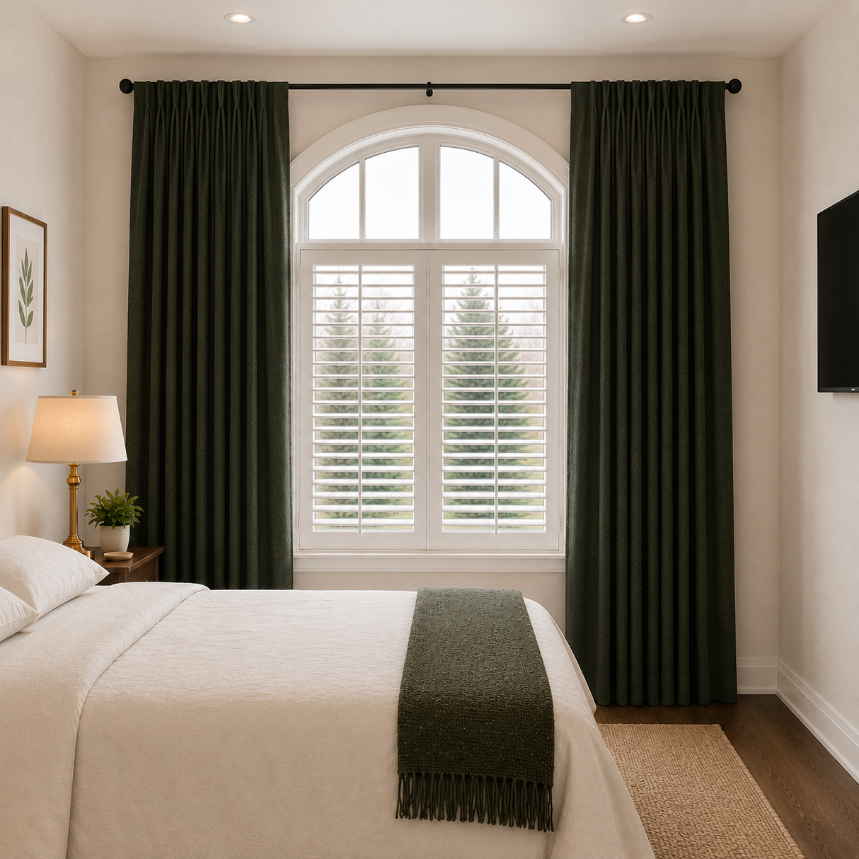 Vintage Green Double-Sided Cotton Blend Blackout Curtains