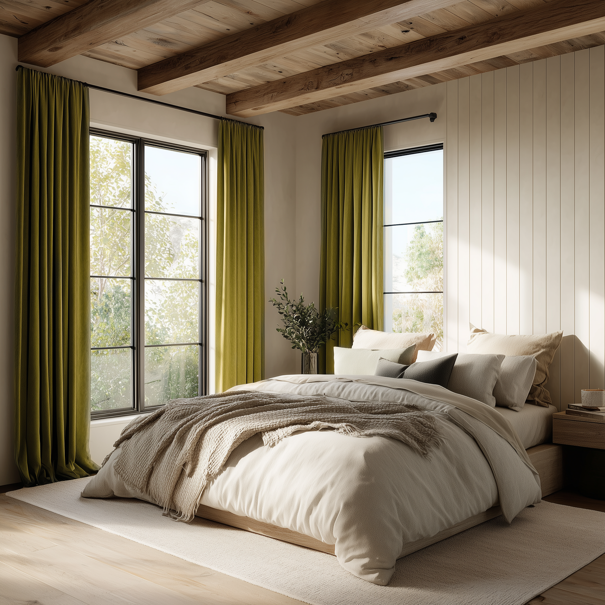 63 Inch Long Avocado Green Velvet Curtains