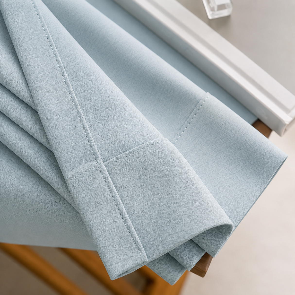 Aqua Blue Linen Rod Pocket Curtains
