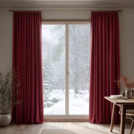 Bordeaux Red Velvet Pinch Pleat Curtains
