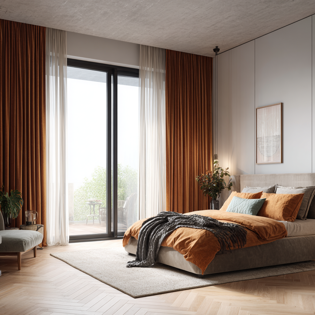 108 Inch Long Chestnut Brown Velvet Curtains