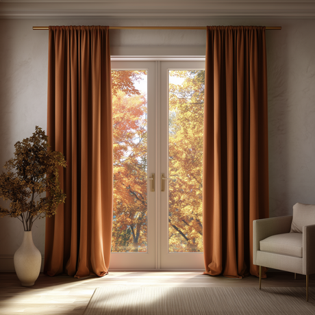 Chestnut Brown Velvet Pencil Pleat Curtains