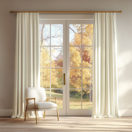 Cream White Velvet Grommet Top Curtains