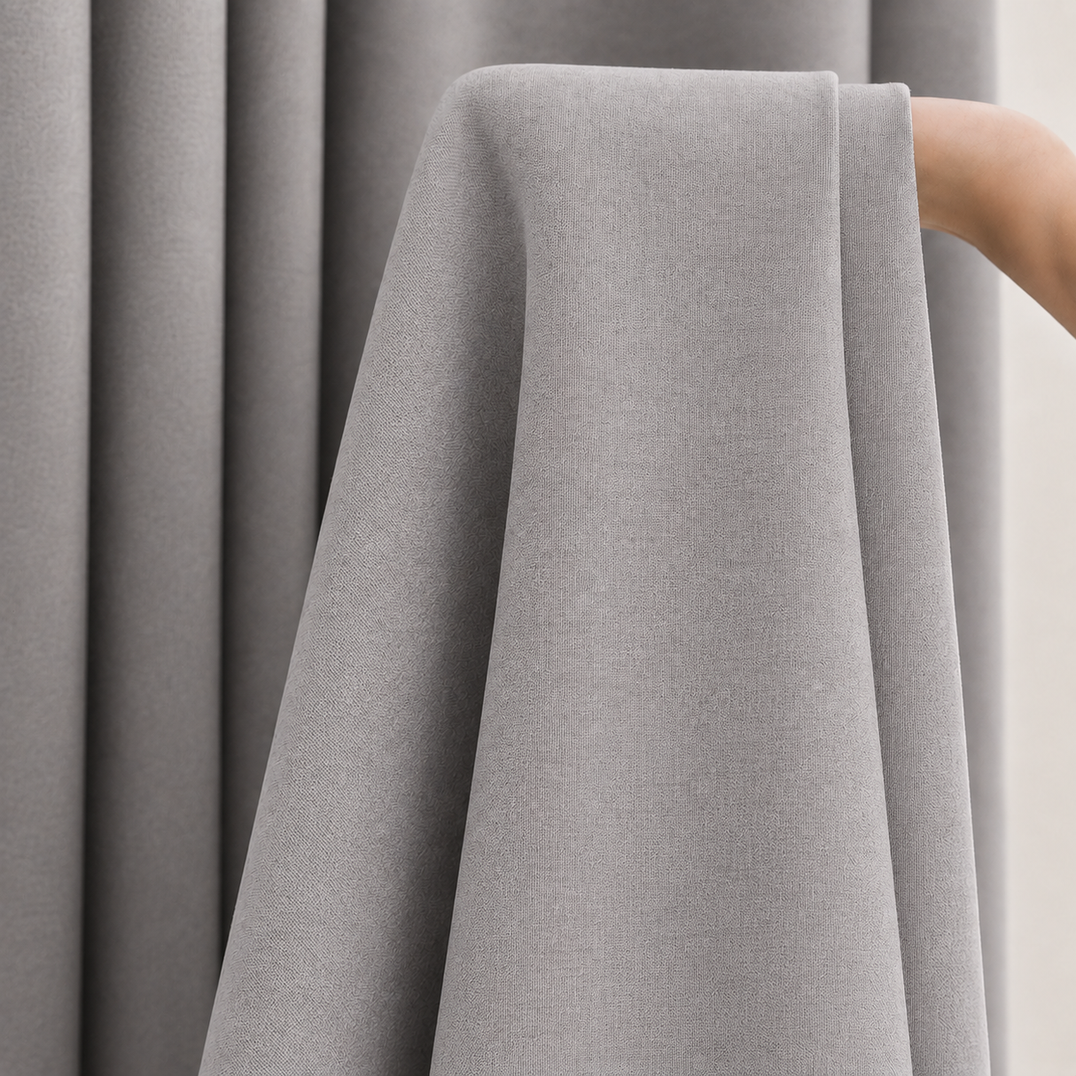 Mint Gray Linen Grommet Top Curtains