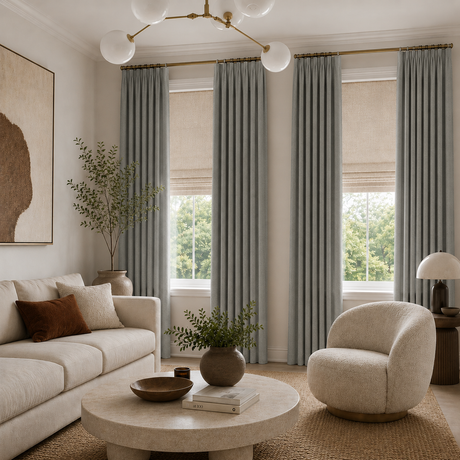 63 Inch Long Stone Gray Linen Blackout Curtains