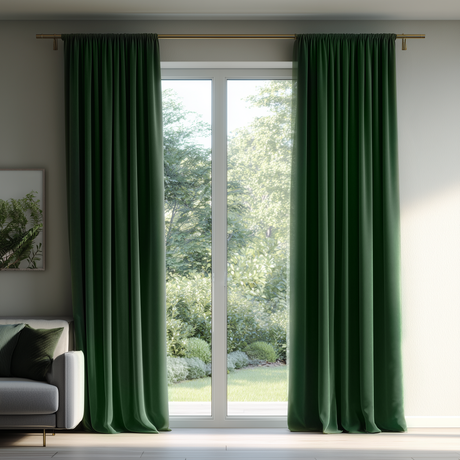 90 Inch Long Gemstone Green Velvet Curtains