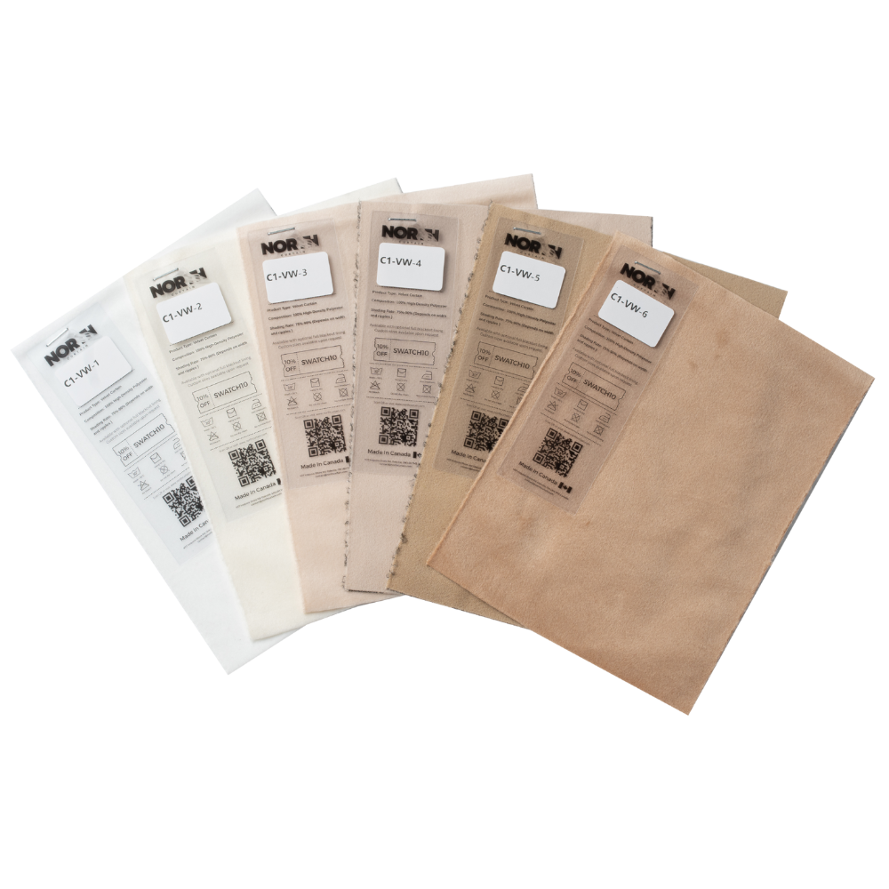 Beige & White Velvet Curtains Curtains Swatches