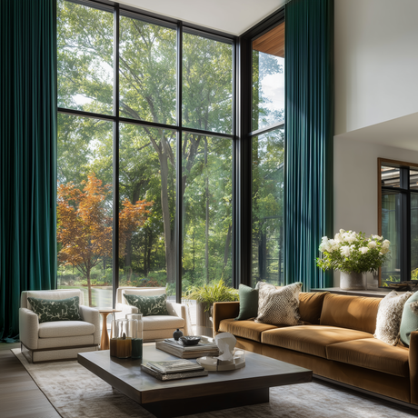 63 Inch Long Dark Jade Green Velvet Curtains