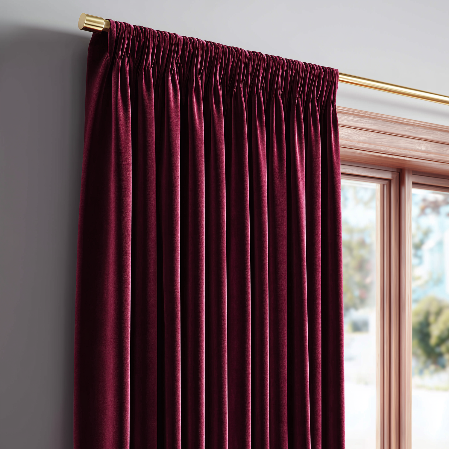 Wine Red Flame Retardant Velvet Curtains