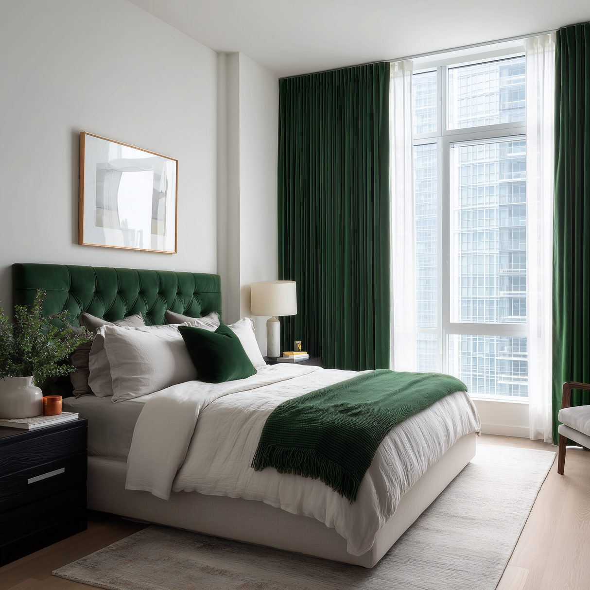108 Inch Long Gemstone Green Velvet Curtains
