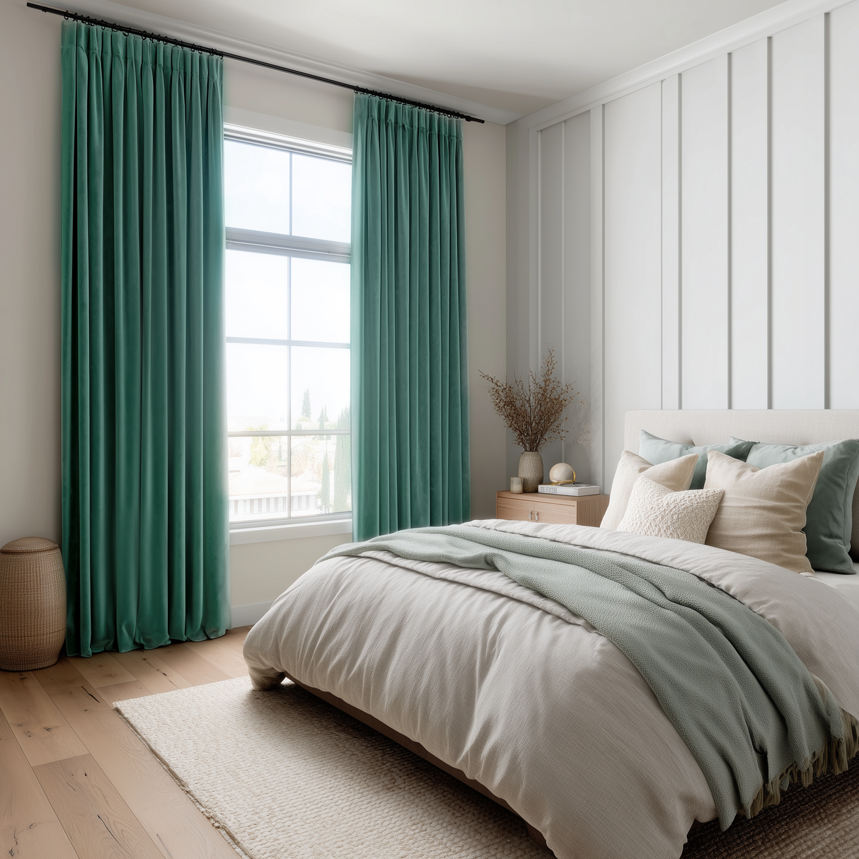 Teal Velvet Grommet Top Curtains