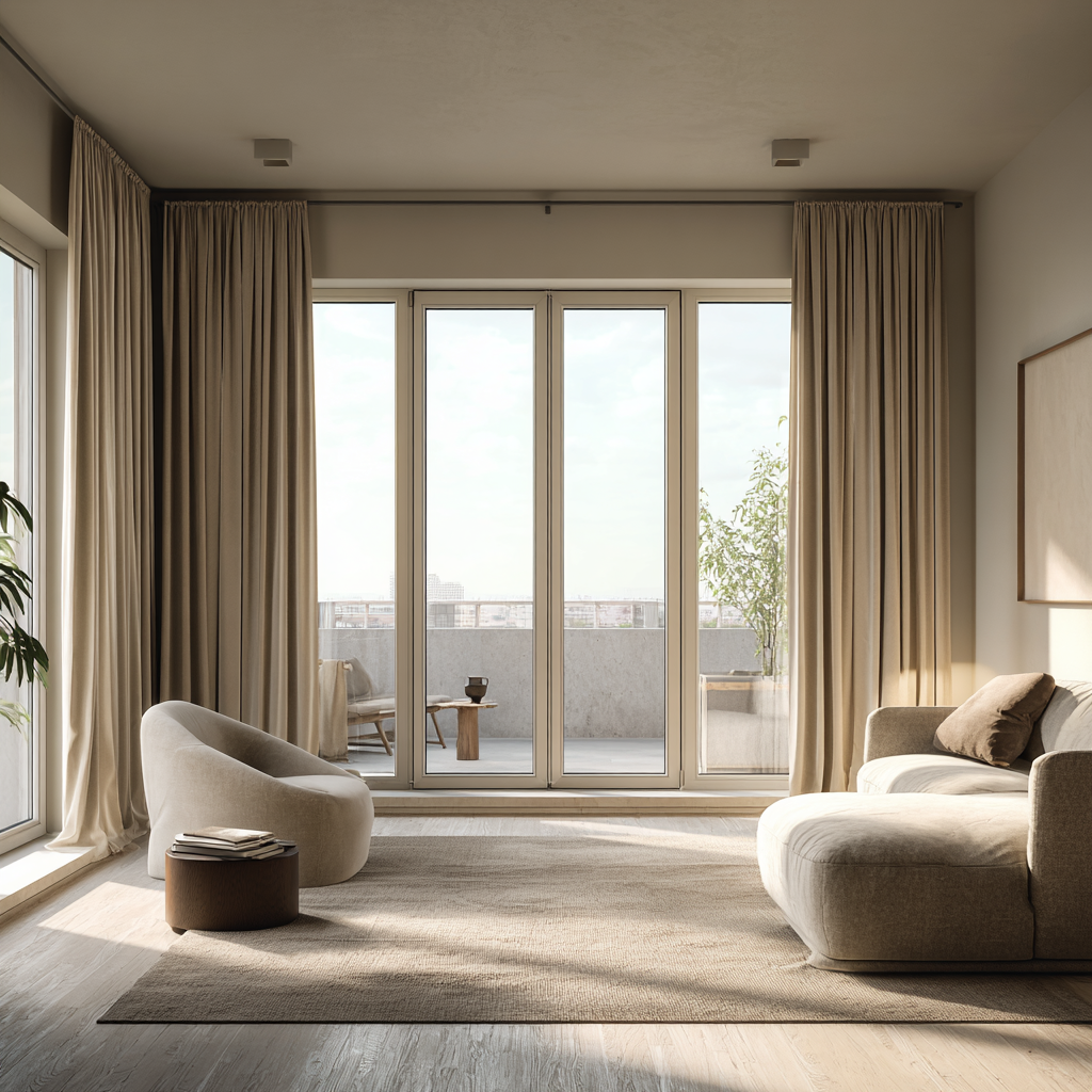 120 Inch Long French Beige Velvet Curtains