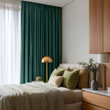 120 Inch Long Dark Jade Green Velvet Curtains