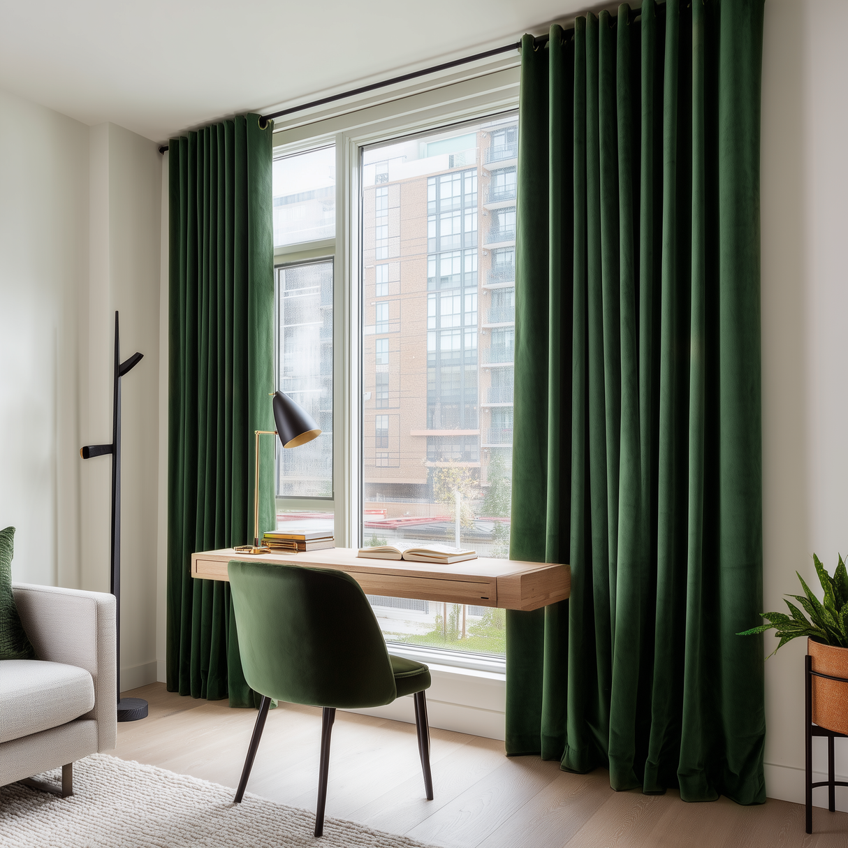 108 Inch Long Gemstone Green Velvet Curtains