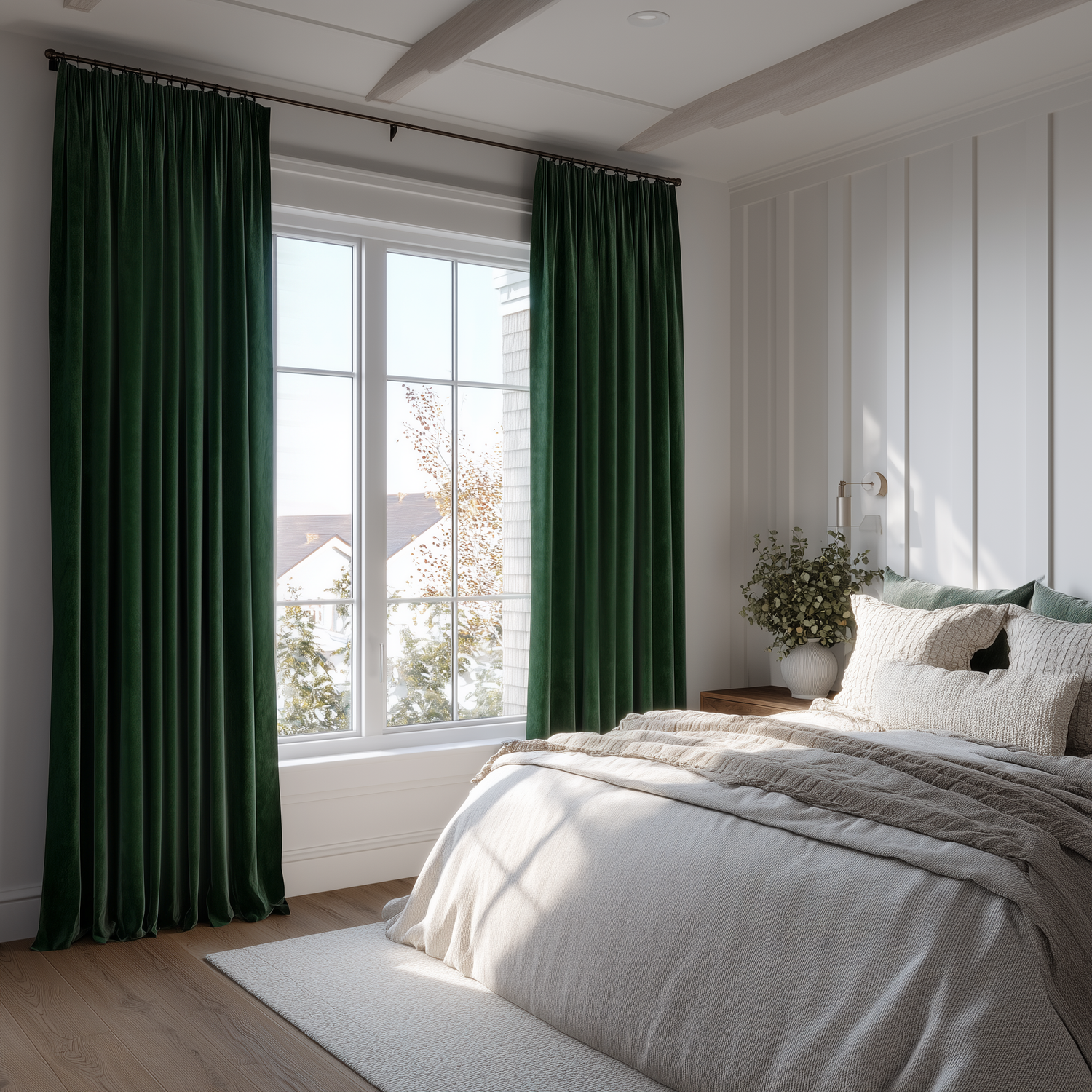 108 Inch Long Gemstone Green Velvet Curtains