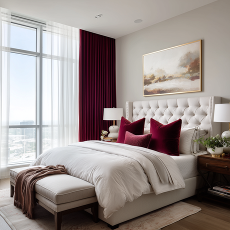 Burgundy Red Velvet Pinch Pleat Curtains