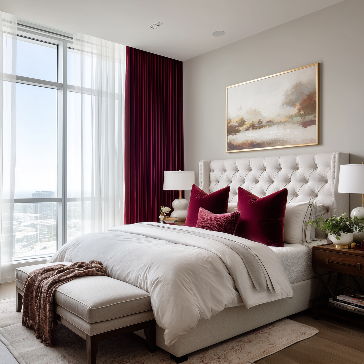 63 Inch Long Burgundy Red Velvet Curtains